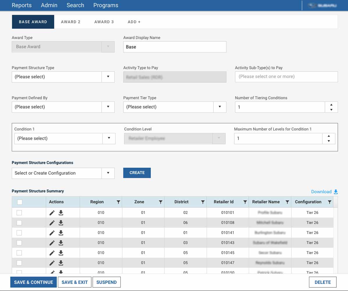 Platforom Inputs and Grid Sample Screen