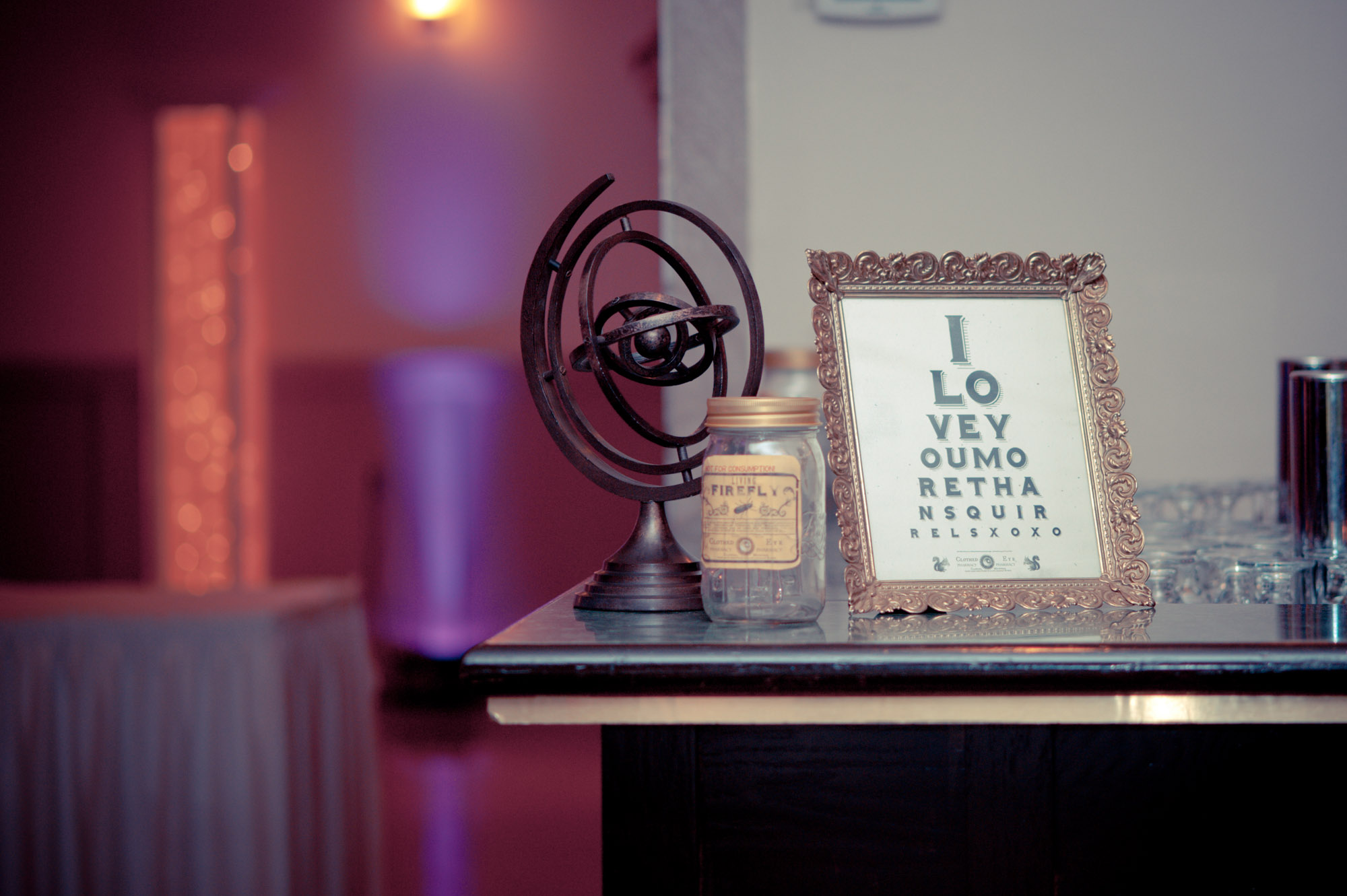 Accessories and signage at the bar