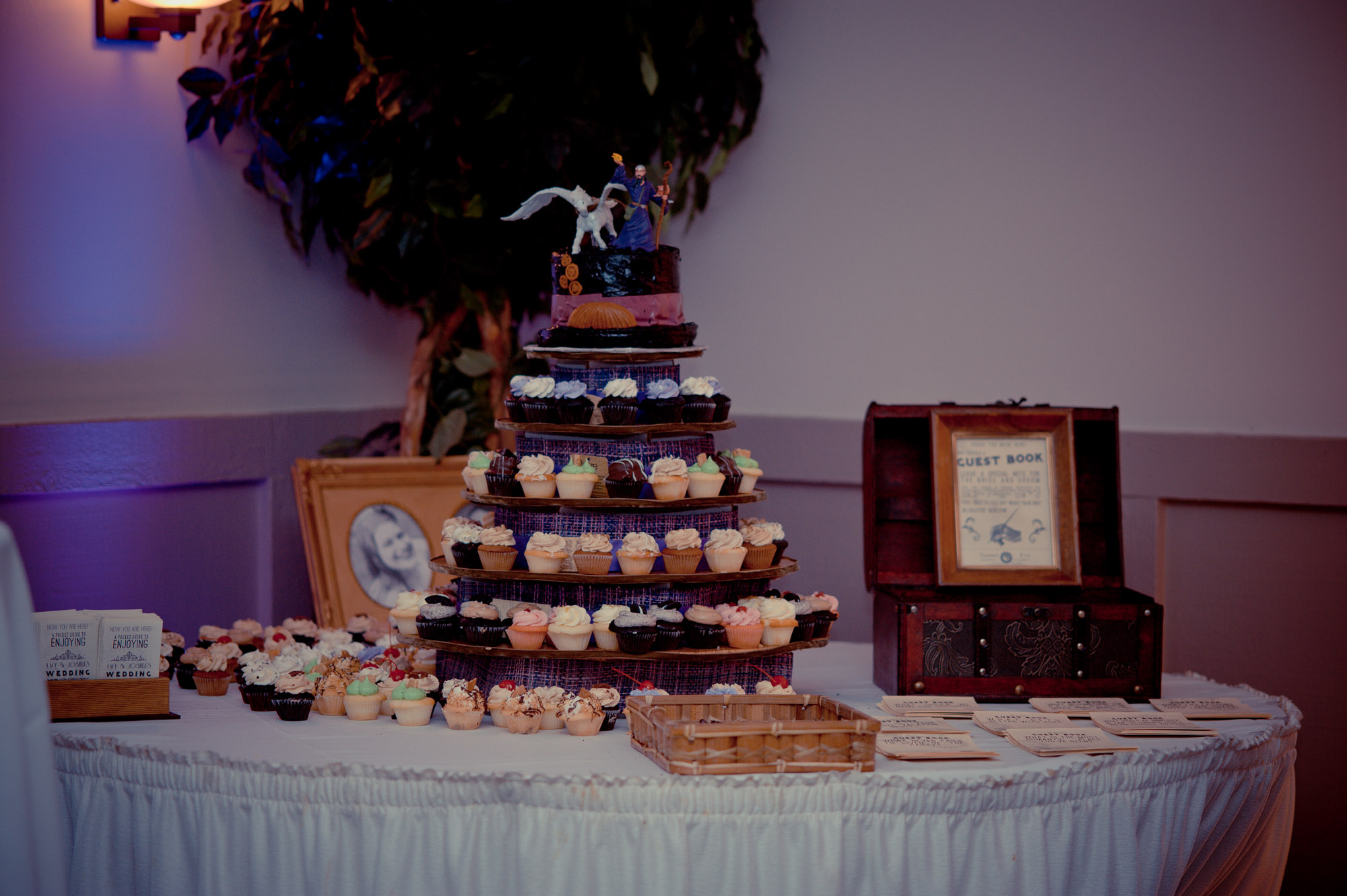 Cupcake tower and tophat cake